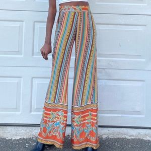Printed Silk Wide Leg Pants